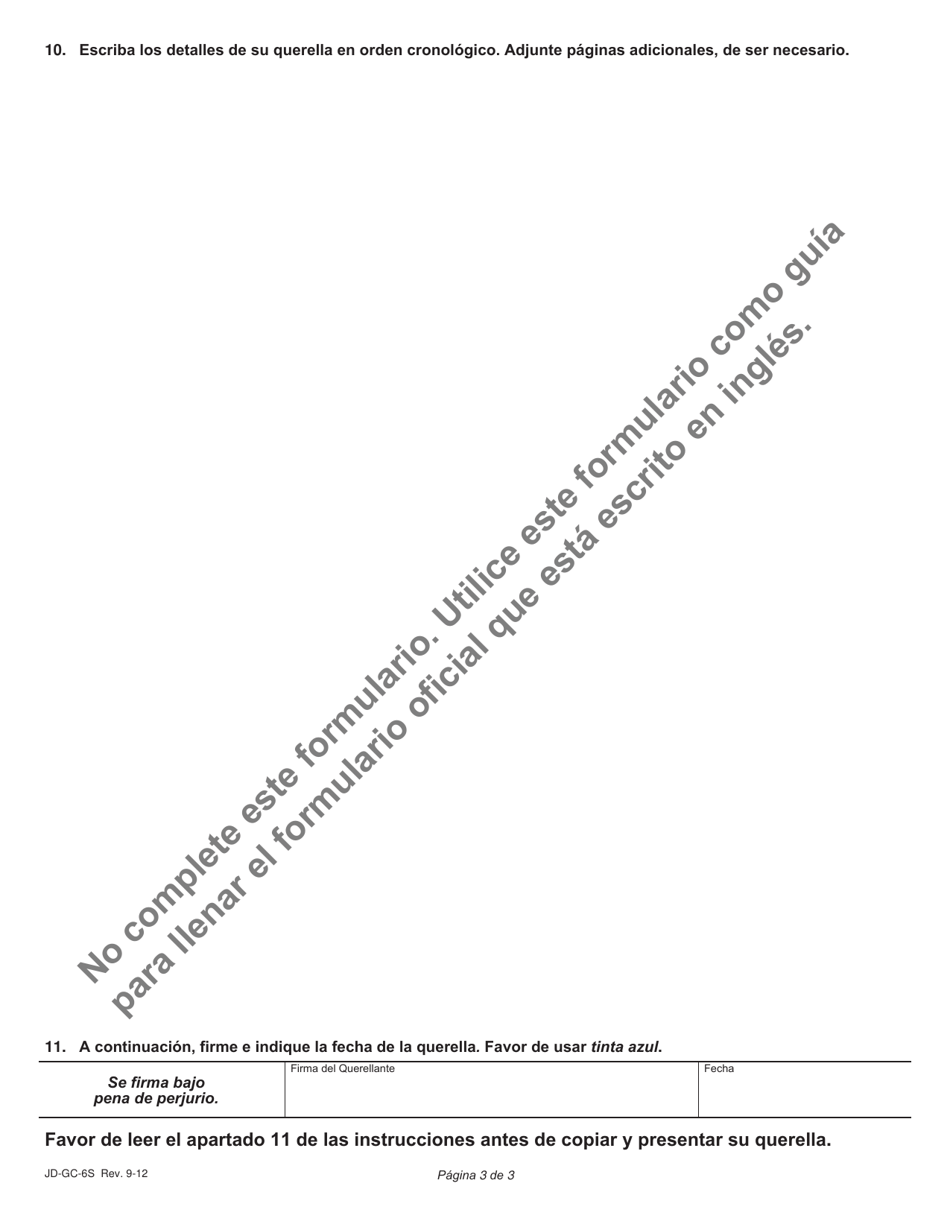 Formulario JD-GC-6S Querella Contra Abogado (Querella De Agravio) - Connecticut (Spanish), Page 5