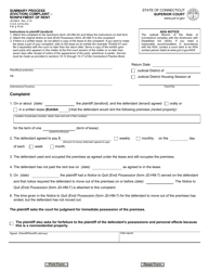 Form JD-HM-8 &quot;Summary Process (Eviction) Complaint - Nonpayment of Rent&quot; - Connecticut