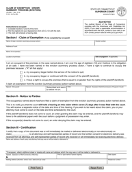 Form JD-HM-3 &quot;Claim of Exemption - Order Summary Process (Eviction)&quot; - Connecticut