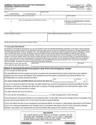 Form JD-HM-40 Summary Process Execution for Possession - Deceased Tenant/Occupant - Connecticut