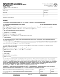 Form JD-JM-192 Interstate Compact for Juveniles - Take Into Custody Application and Order - Delinquent Child - Connecticut
