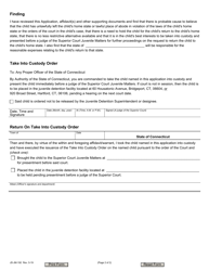 Form JD-JM-192 Interstate Compact for Juveniles - Take Into Custody Application and Order - Delinquent Child - Connecticut, Page 2