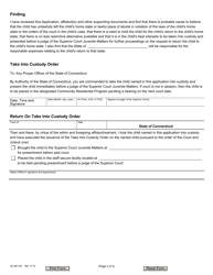 Form JD-JM-193 Interstate Compact for Juveniles - Take Into Custody Application and Order - Non-delinquent Runaway - Connecticut, Page 2