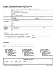 Form VRFM002 &quot;Voter Registration Cancellation Request - Registrant&quot; - Delaware