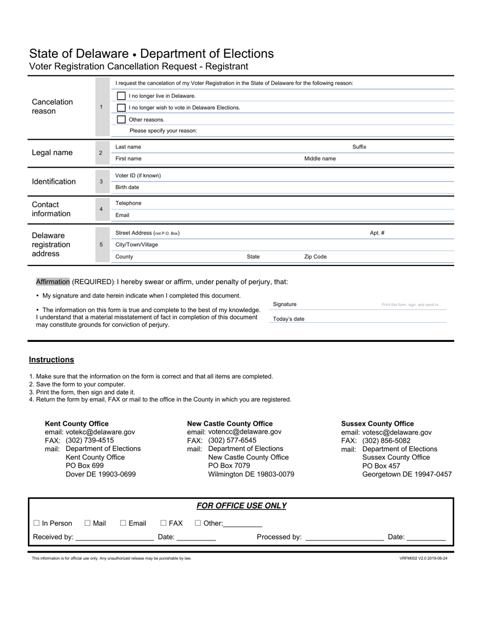 Form VRFM002 Download Fillable PDF Or Fill Online Voter Registration 