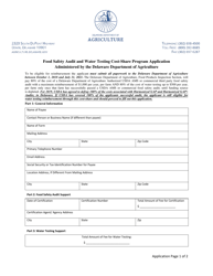 Food Safety Audit and Water Testing Cost-Share Program Application - Delaware