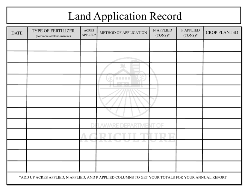 Land Application Record - Delaware Download Pdf