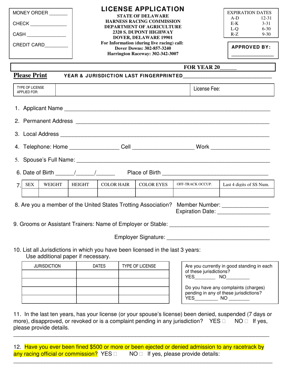 License Application - Delaware, Page 2