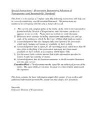 Restoration Statement of Adoption of Transparency and Sustainability Standards - Delaware, Page 2