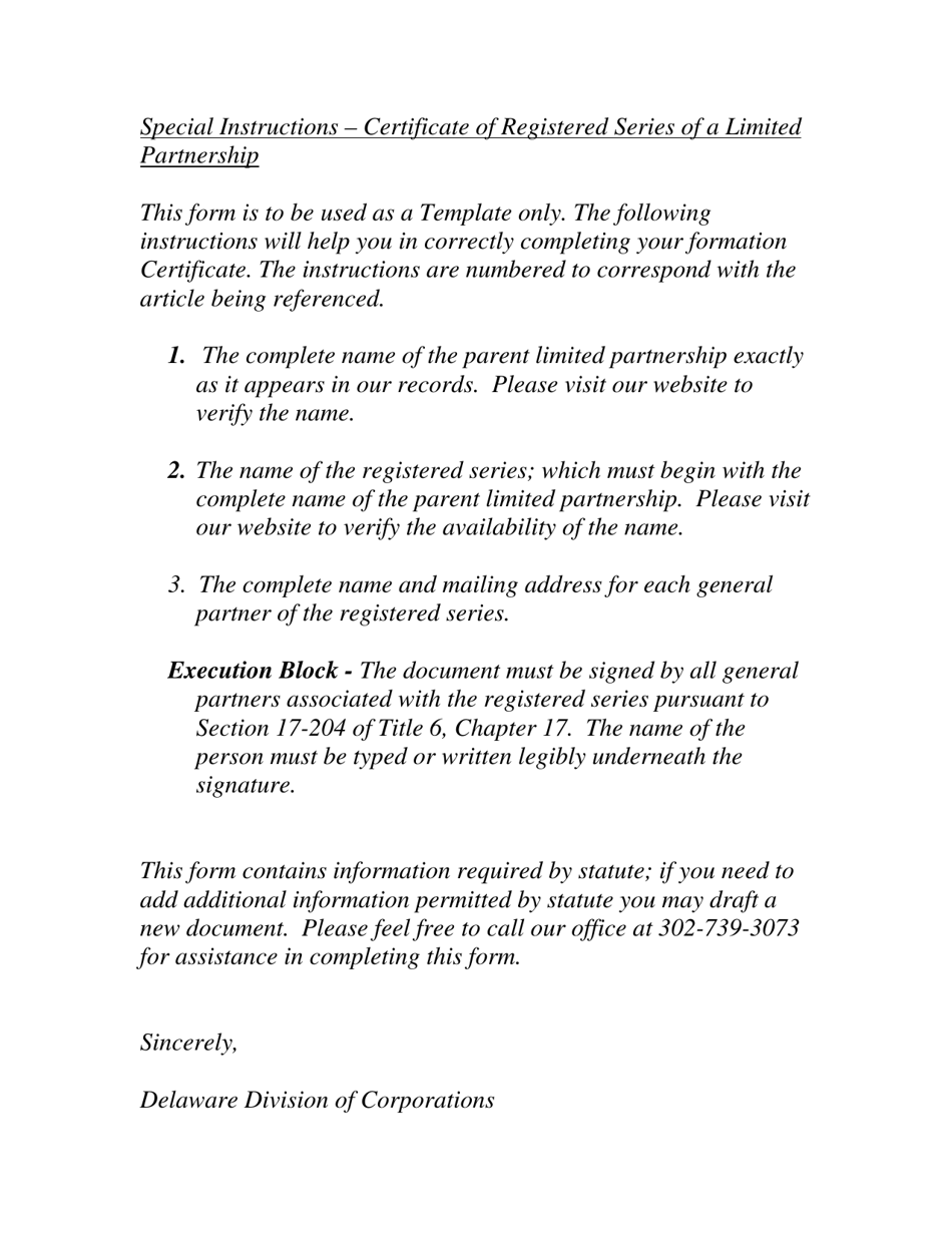 Certificate of Registered Series of a Limited Partnership - Delaware, Page 2
