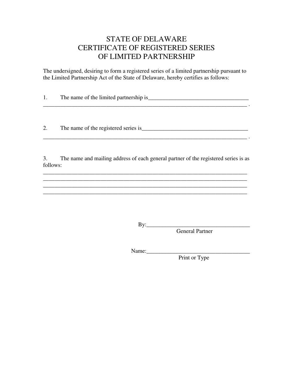 Certificate of Registered Series of a Limited Partnership - Delaware, Page 3