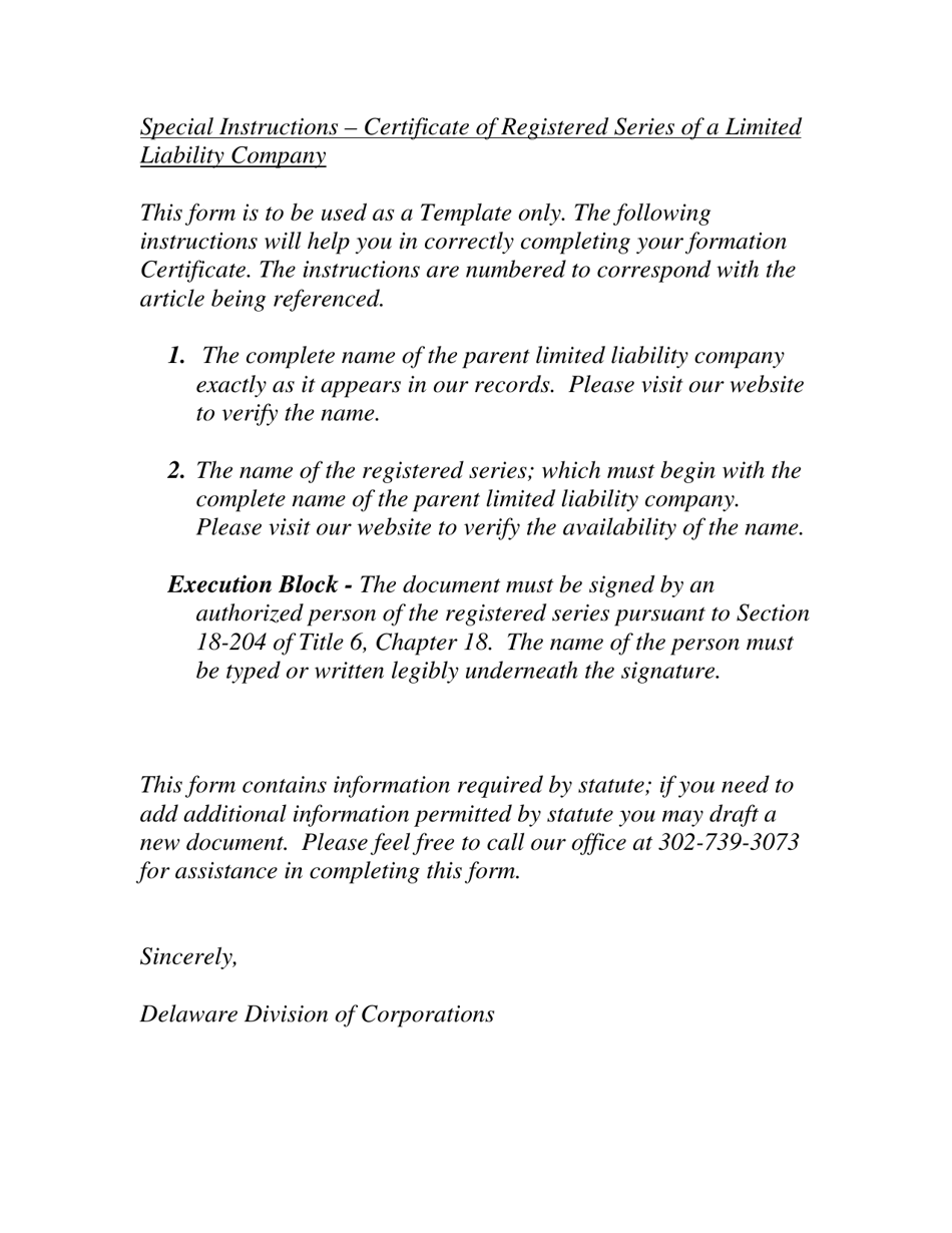 Certificate of Registered Series of Limited Liability Company - Delaware, Page 2