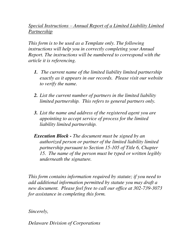 &quot;Annual Report for Limited Liability Limited Partnership&quot; - Delaware, Page 2