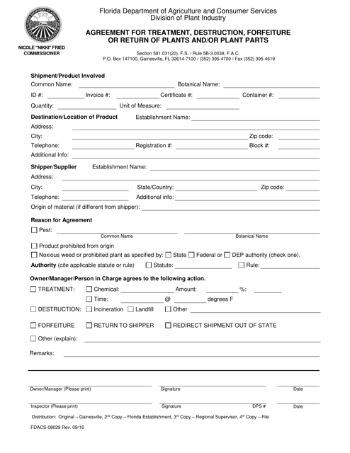 Form FDACS-08029  Printable Pdf