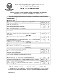 Document preview: Form FDACS-01490 Annual Evaluation Checklist - Florida