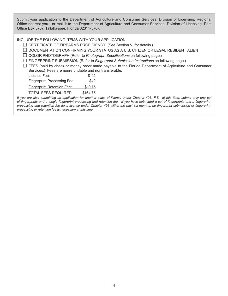 Form FDACS-16008 Application for Class g Statewide Firearm License - Florida, Page 5