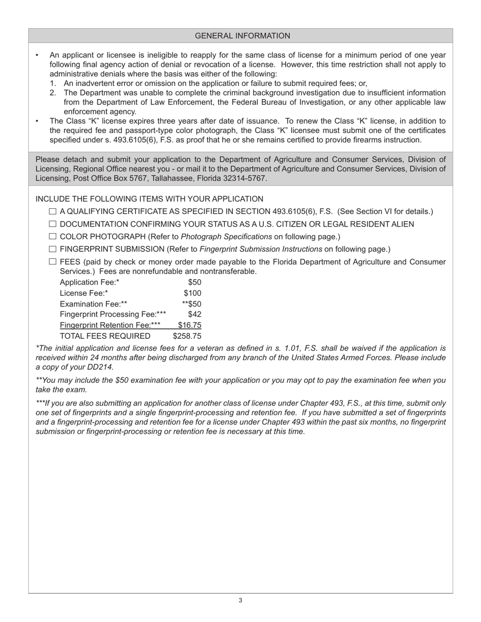 Form FDACS-16020 Application for Class k Firearms Instructor License - Arizona, Page 5