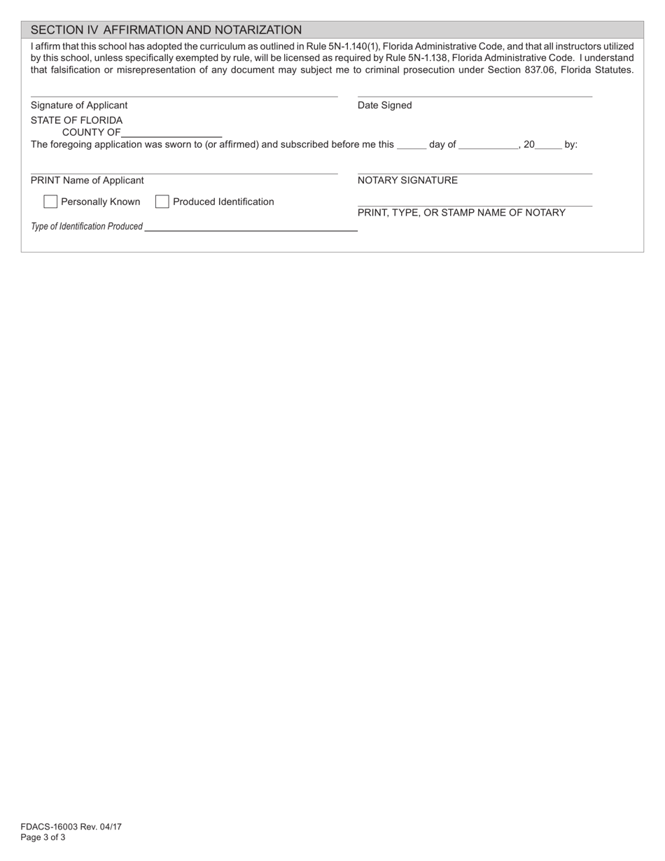 Form FDACS-16003 Application for Class ds Security Officer School or Training Facility License and Class rs Recovery Agent School or Training Facility License - Florida, Page 5
