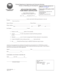 Form FDACS-06602 Application for Florida Farm Winery Certification - Florida