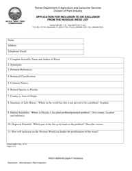 Form FDACS-08215 Application for Inclusion to or Exclusion From the Noxious Weed List - Florida, Page 2