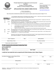 Document preview: Form FDACS-09117 Application for Johne's Herd Status - Florida