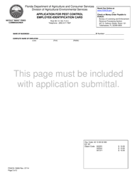 Form FDACS-13606 Application for Pest Control Employee-Identification Card - Florida, Page 2