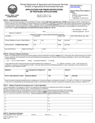 Form FDACS-13609 Application for Prior Notification of Pesticide Applications - Florida