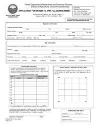 Form FDACS-13317 Application for Permit to Apply Aldicarb (Temik) - Florida