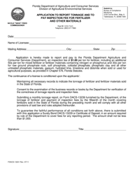 Document preview: Form FDACS-13241 Application to Report Tonnage and to Pay Inspection Fee for Fertilizer and Other Materials - Florida