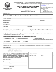 Document preview: Form FDACS-13401 Application/Renewal for Certification as a Certified Feed Laboratory - Florida