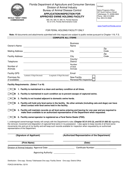 Form FDACS-09188  Printable Pdf