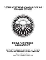 Form FDACS-10051 Board of Professional Surveyors and Mappers Application for Examination or Reexamination - Florida