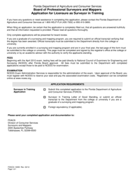 Form FDACS-10055 Board of Professional Surveyors and Mappers Application for Licensure as Surveyor in Training - Florida, Page 2