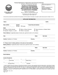 Form FDACS-10055 Board of Professional Surveyors and Mappers Application for Licensure as Surveyor in Training - Florida, Page 3