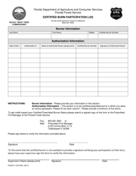 Document preview: Form FDACS-11619 Certified Burn Participation Log - Florida
