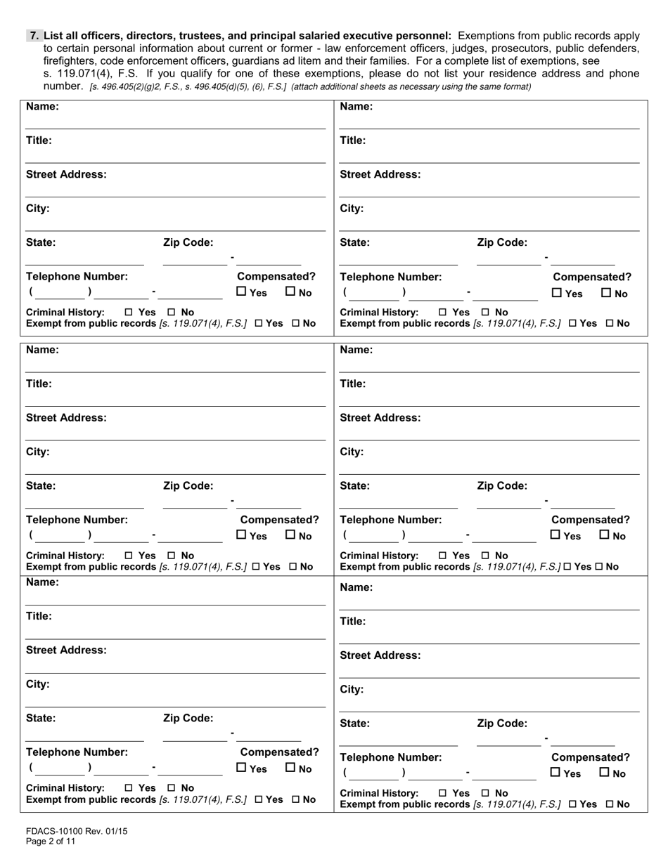 Form FDACS-10100 Charitable Organizations / Sponsors Registration Application - Florida, Page 10