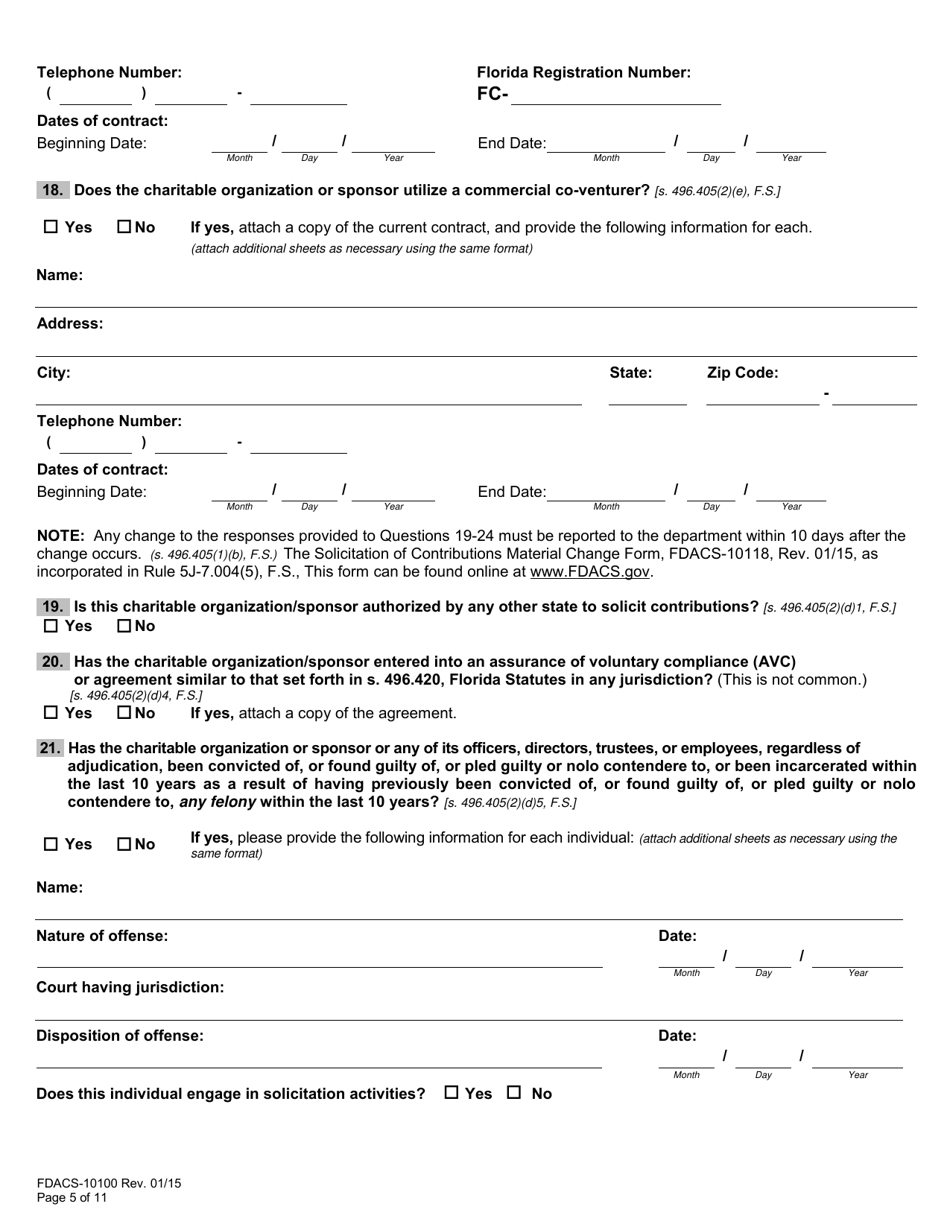 Form FDACS-10100 Charitable Organizations / Sponsors Registration Application - Florida, Page 13