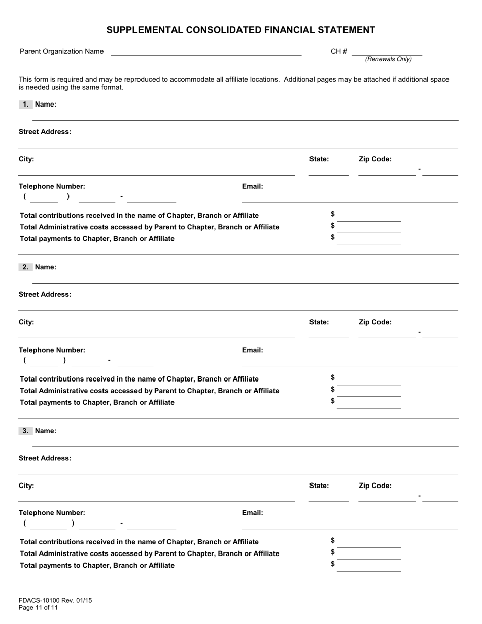 Form FDACS-10100 Charitable Organizations / Sponsors Registration Application - Florida, Page 19