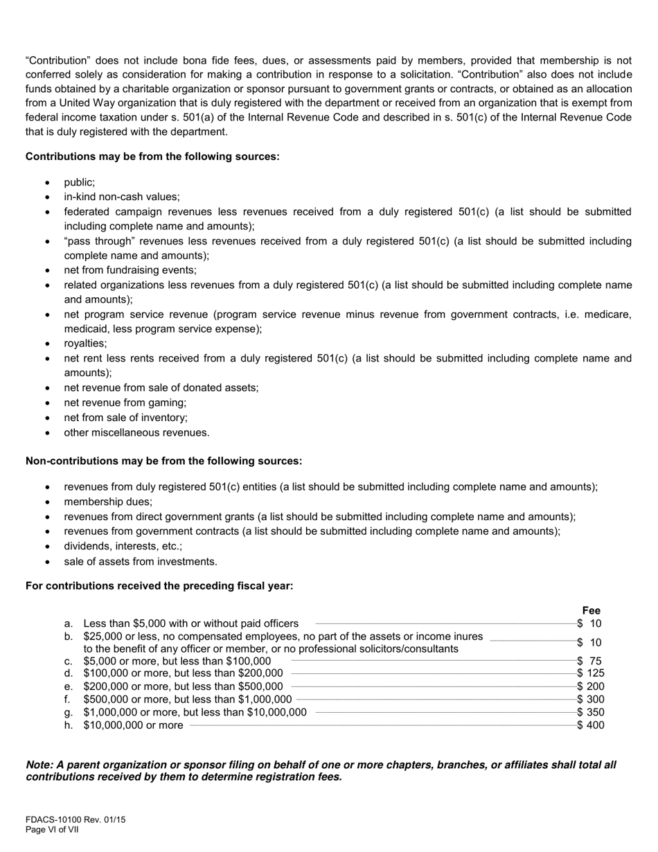Form FDACS-10100 Charitable Organizations / Sponsors Registration Application - Florida, Page 7