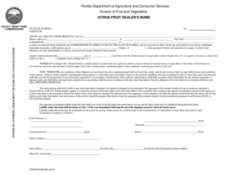 Form FDACS-07043 Citrus Fruit Dealer&#039;s Bond - Florida