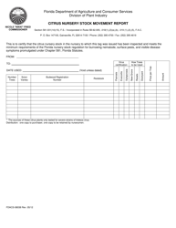 Document preview: Form FDACS-08038 Citrus Nursery Stock Movement Report - Florida
