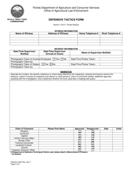 Form FDACS-01387 Defensive Tactics Form - Florida, Page 2