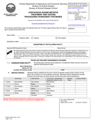 Form FDACS-09107 &quot;Contagious Equine Metritis Treatment and Testing Procedures Worksheet for Mares&quot; - Florida