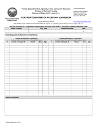 Document preview: Form FDACS-09228 Continuation Form for Accession Submission - Florida