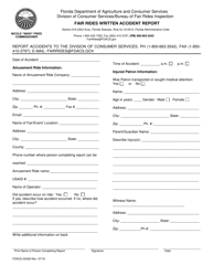 Document preview: Form FDACS-03428 Fair Rides Written Accident Report - Florida