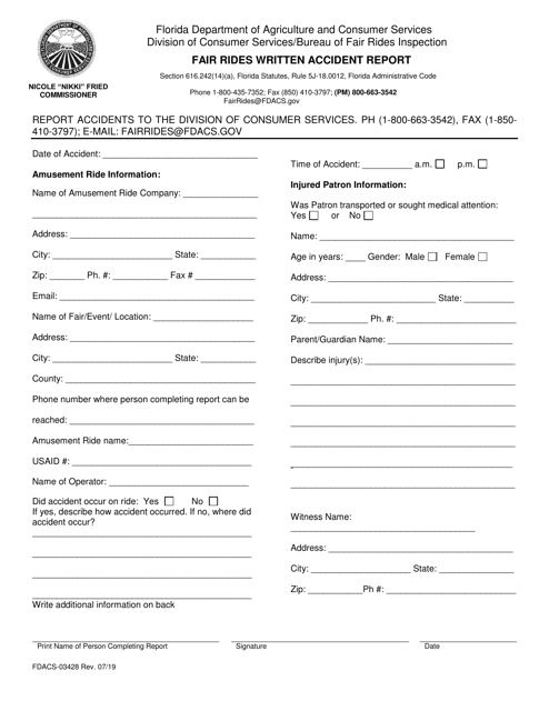 Form FDACS-03428  Printable Pdf