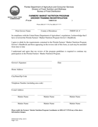 Form FDACS-06116 Farmers&#039; Market Nutrition Program Grower Training Recertification - Florida