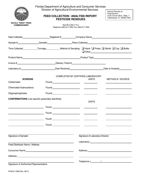Form FDACS-13406  Printable Pdf