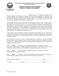 Document preview: Form FDACS-11069 Florida Champion Tree Program Property Owner's Agreement - Florida