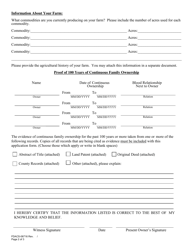 Form FDACS-06716 Florida Century Pioneer Family Farm Certificate Application - Florida, Page 2